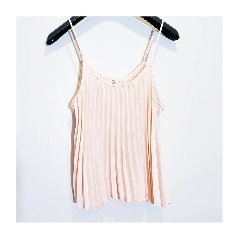 TOBI Pleated Sleeveless Tank Top Pink/Coral small